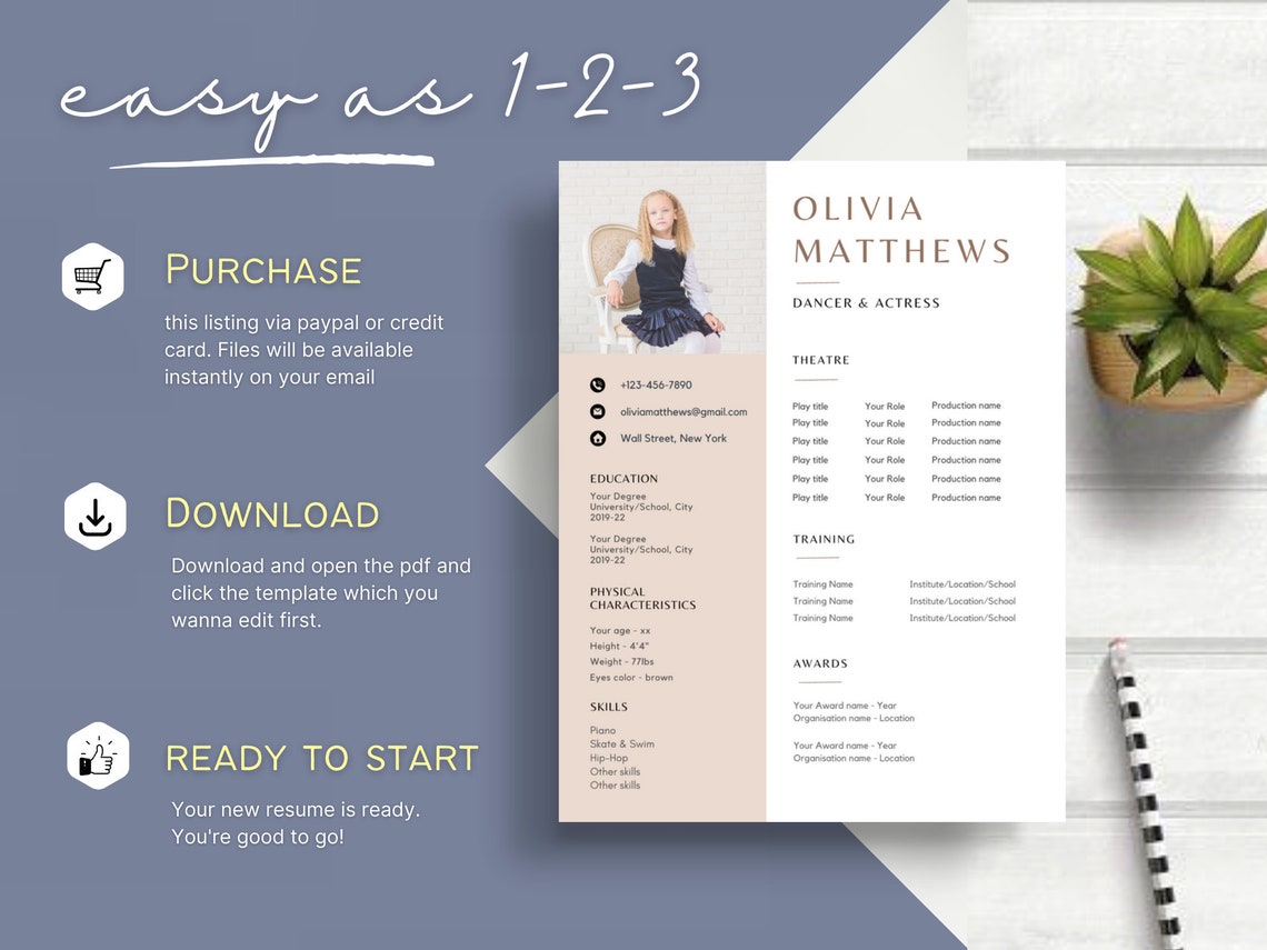 Child Actor Resume Template CANVA Child Acting Resume for Auditions