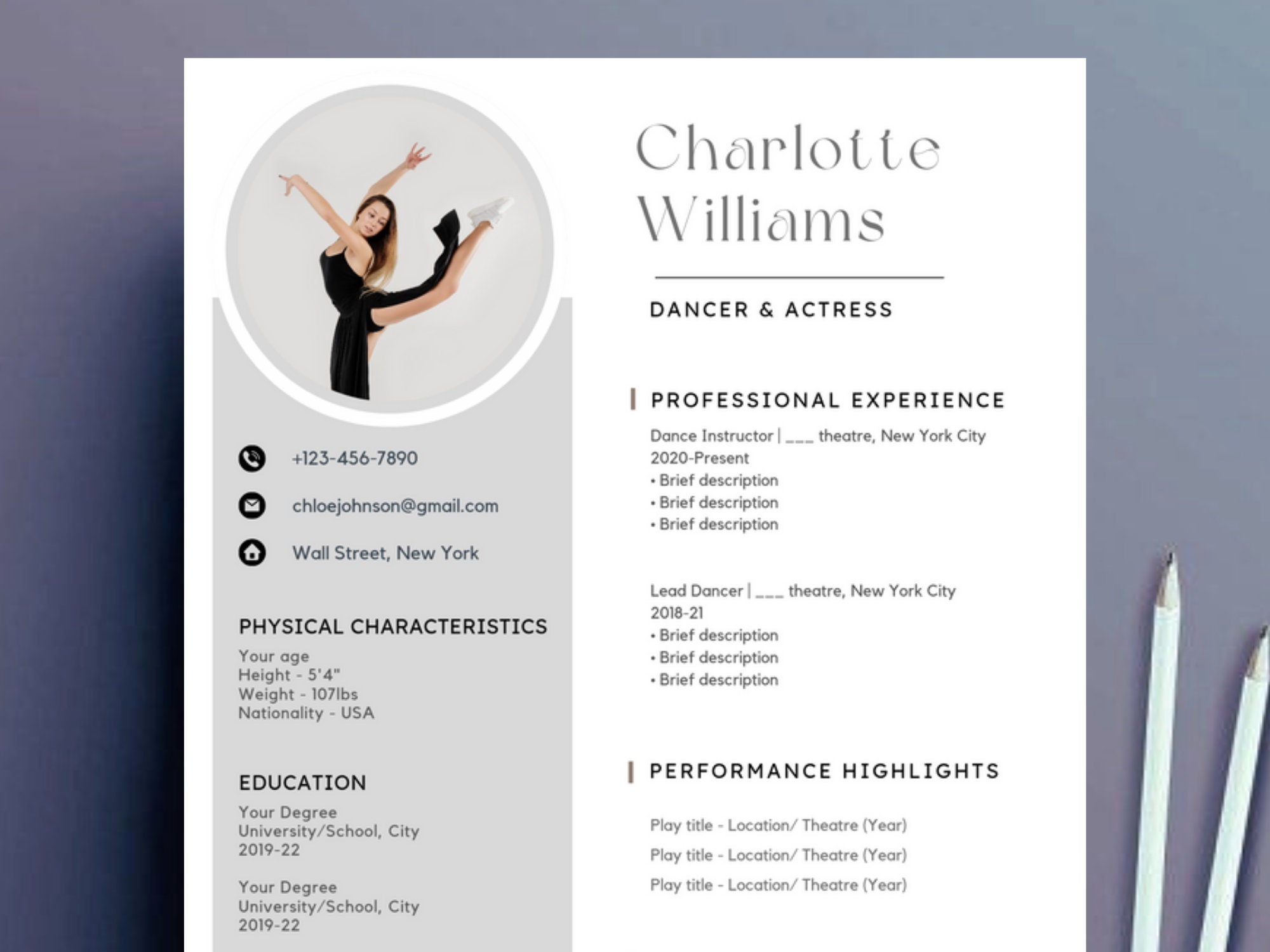 Ballet Resume Template Canva 2024 - Il Fullxfull.5492680302 2jrh 