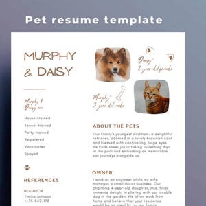 Solicitud de alquiler de currículum de perro, Biografía de mascota de alquiler, Rescate de perros, Currículum de perro Canva, Acerca de mi solicitud de alquiler de perros Carta de presentación de alquiler de propietarios