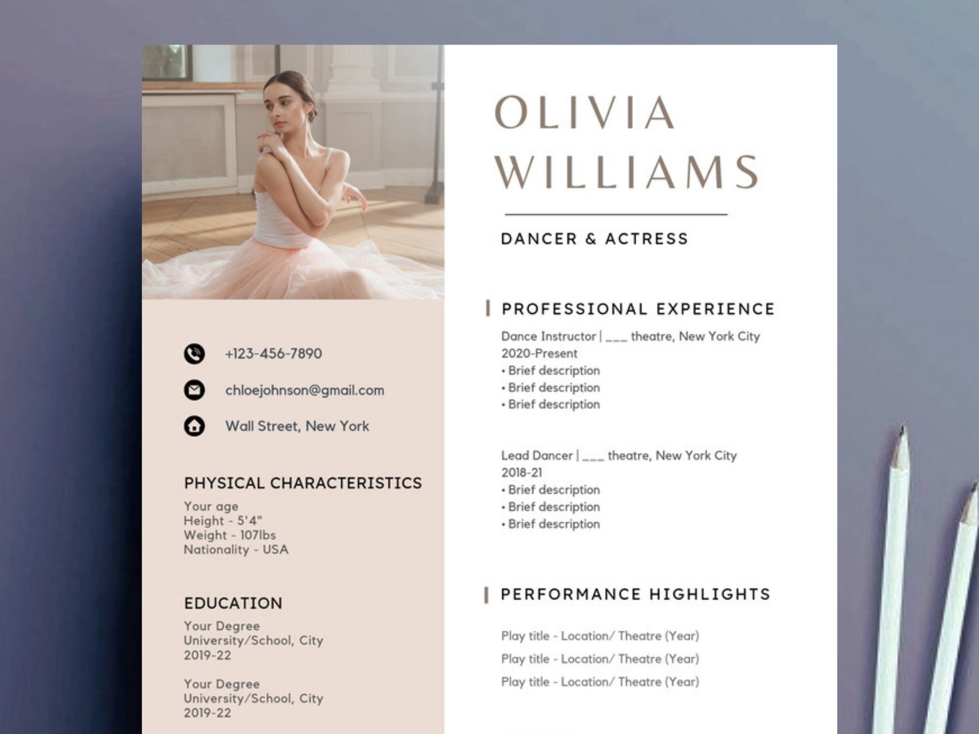 Ballet Resume Template Canva 2023 Ballerina Audition Theatre Resume Ballet Resume Template Canva 2023 Ballerina Audition Theatre Resume