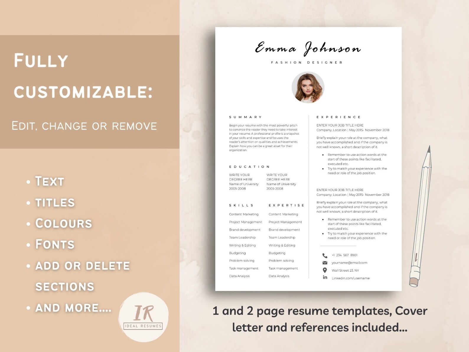 Collage Resume template CV template Modern with photo Etsy