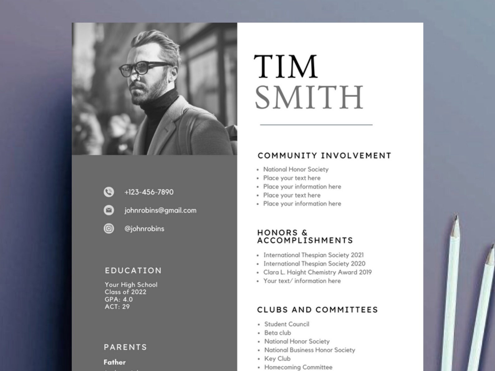 fraternity rush resume template