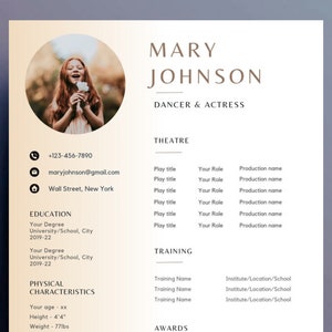 Child Actor Resume Template CANVA | Child Acting resume for auditions 2024 theatre, Child Theatre resume, Kid Actor / Acting CV template