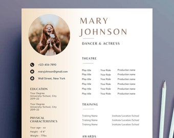 Child Actor Resume Template CANVA | Child Acting resume for auditions 2024 theatre, Child Theatre resume, Kid Actor / Acting CV template