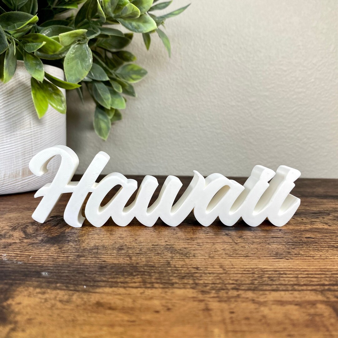 Hawaii Sign 3D Printed Script Office Desk Hawaii Display - Etsy Canada
