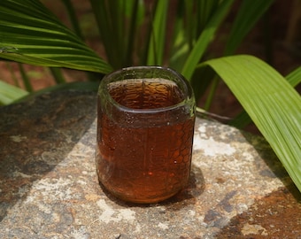 Upcycled Old Monk Handcrafted Rum Bottle Cocktail Glasses: Wide-mouthed and clear, perfect for your drinks. (Set of 2)