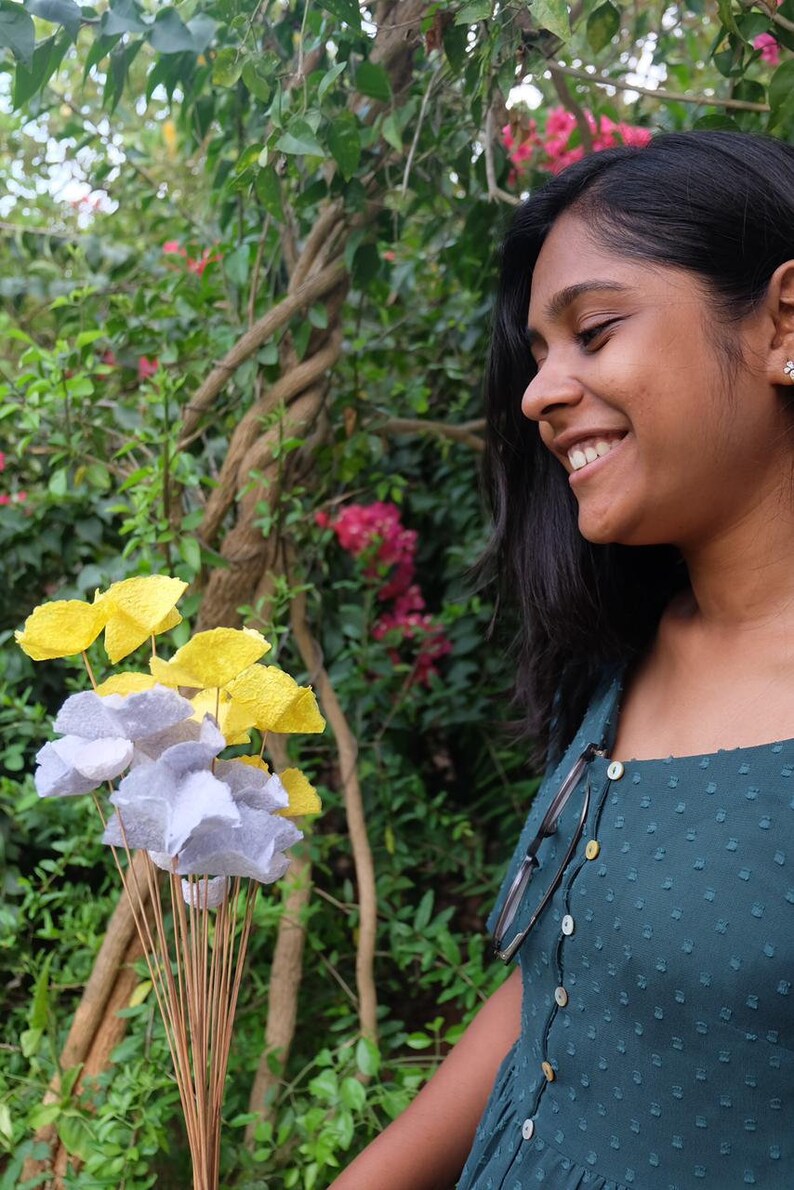 Long Stem Fairy Cup Paper Mache Flower Cotton Mache Flower Etsy