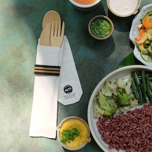 Bamboo Cutlery Set with Handmade Pouch, Reusable utensil kit, Eco-friendly, Portable Flatware-Spoon, Fork, Knife | Perfect travel kit