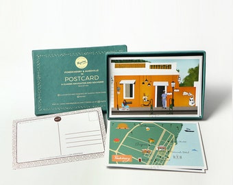 Pondicherry Auroville Illustrated Postcard Set, Travel Souvenir, Art Prints
