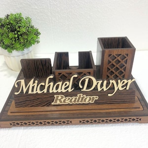 Custom Desk Sign, Wood Executive Name Plate, Personalized Engraved Desk Wedge, Employee Nameplate, Name Sign for Desk, Deskop Sign