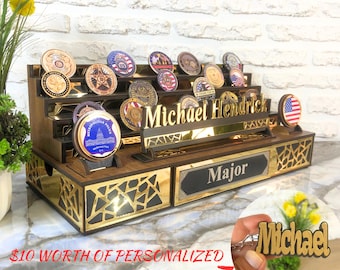 Police & First Responder Challenge Coin Display, Premium Holder for Law Enforcement Coins, Display with Pride, customized with your logo.