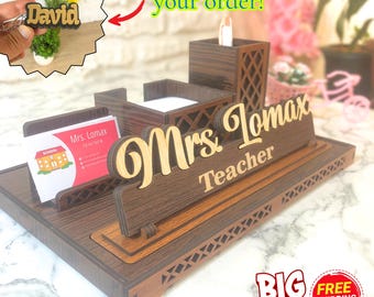 Custom Wooden Teacher Desk Name Plate – Handmade Retirement Gift