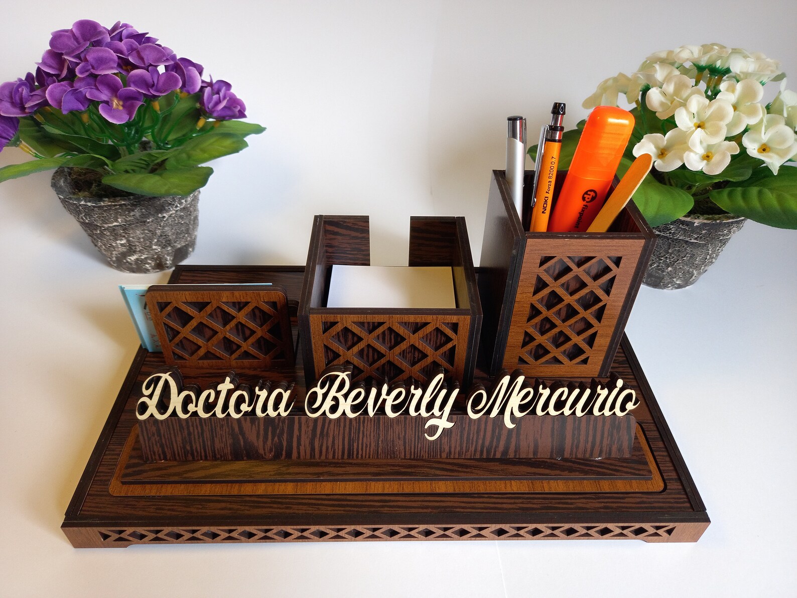Desk Name Plate With Card and Pen Holder Name Plate for Desk Etsy