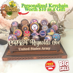 Handmade Wooden Coin Display Stand - Custom Collectible Coin Holder for US Coins, Gift for Numismatists, Money Showcase, Vintage Coin Stand