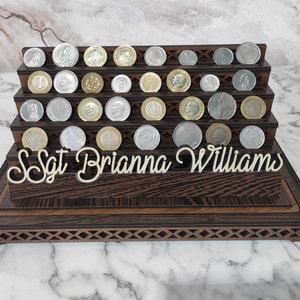 Personalized Challenge Coin Holder Display, 4 Rows Military, Law Enforcement, Fire Fighter  Challenge Coins Stand Holder