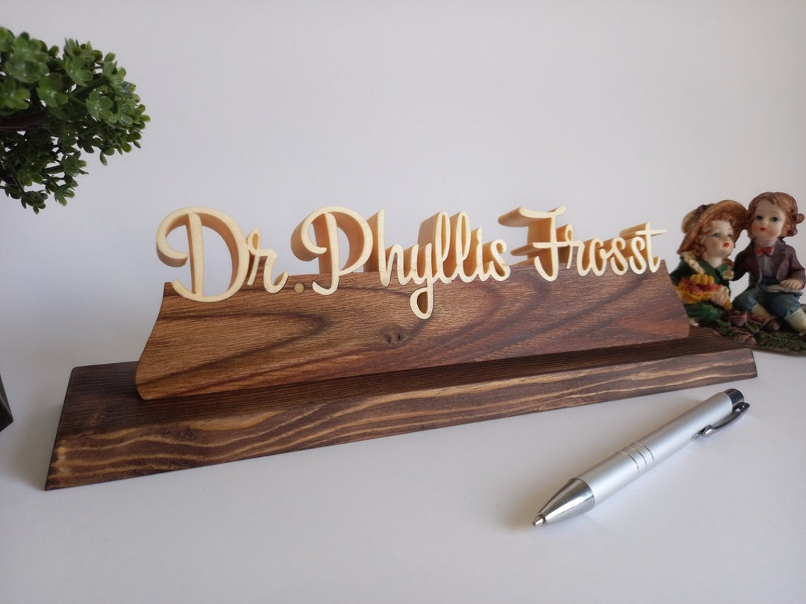 Personalized Wooden Desk Name Plate, Handmade Custom Design Table Name ...