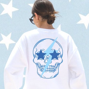 Preppy Sweatshirt Preppy Skull Sweatshirt Preppy Lightning Bolt Sweatshirt Blue Preppy Oversized Sweatshirt Trendy Sweatshirt  VSCO Hoodie