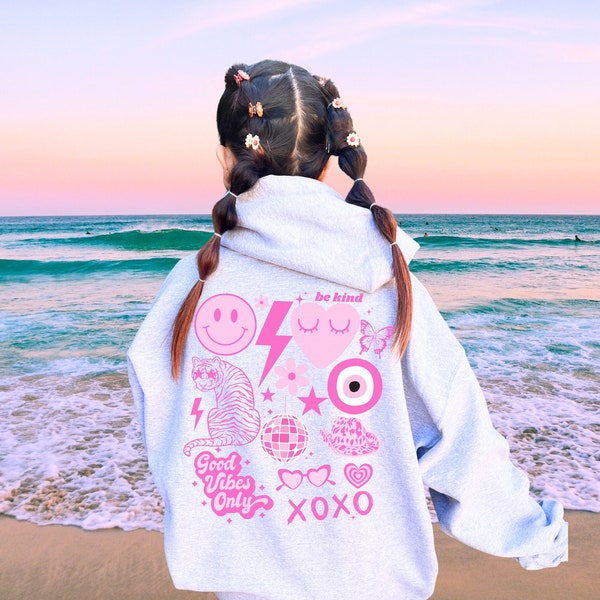 Preppy Hoodie Preppy Sweatshirt Preppy Esthetische Preppy Gift Preppy Things Beach Hoodie Sorority Sweatshirt Smiley Face Lightning Bolt Y2k