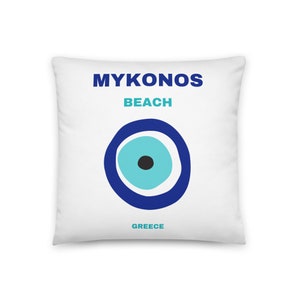 Preppy Pillow Preppy Room Decor Dorm Room Decor Trendy Throw Pillow Aesthetic Pillow Preppy Wall Art Mykonos Beach Pillow Evil Eye Pillow