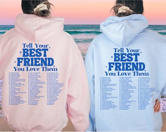 Bestfriend Hoodies For 2 Bff Hoodies Preppy Hoodie Best Friend Gift Words On Back Matching Best Friend Bestie Hoodie Bestfriend Hoodie