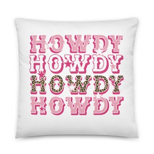Howdy Pillow Preppy Pillow Preppy Room Decor Trendy Throw Pillow Dorm Room Decor Sorority Pillow Hot Pink Pillow Aesthetic Pillow
