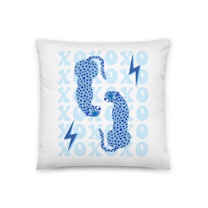 Preppy Pillows Blue Preppy Pillow Cheetah Pillow XOXO Pillow Preppy Dorm Room Decor Preppy Bedding Lightning Bolt Pillow Throw Pillow