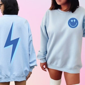 Preppy Sweatshirt Preppy Clothes Smiley Face Preppy Shops VSCO Hoodie Oversized Sweatshirt  Lightning Bolt Sweatshirt VSCO Sweatshirt