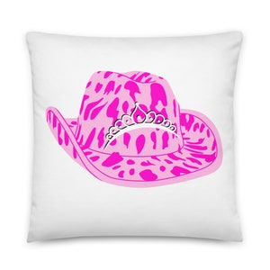 Preppy Throw Pillow Preppy Room Decor Preppy Dorm Room Decor Preppy Pillow Hot Pink Cowgirl Hat Trendy Pillow Aesthetic Pillow VSCO