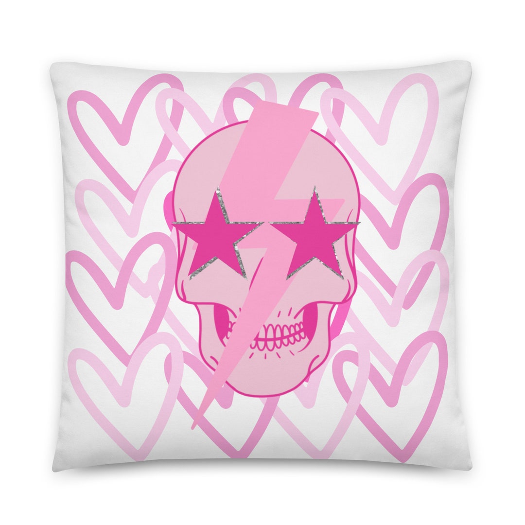 Preppy Throw Pillow Preppy Room Decor Preppy Dorm Room Decor Skull