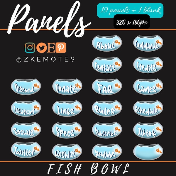 Fishbowl Panels, Twitch Panels, Twitch Fish Panels, Streamer Panels, Goldfish Panels