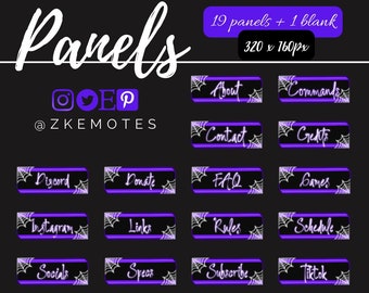 Spider Web Twitch Panels, Purple Spooky Webbing (Digital Download)