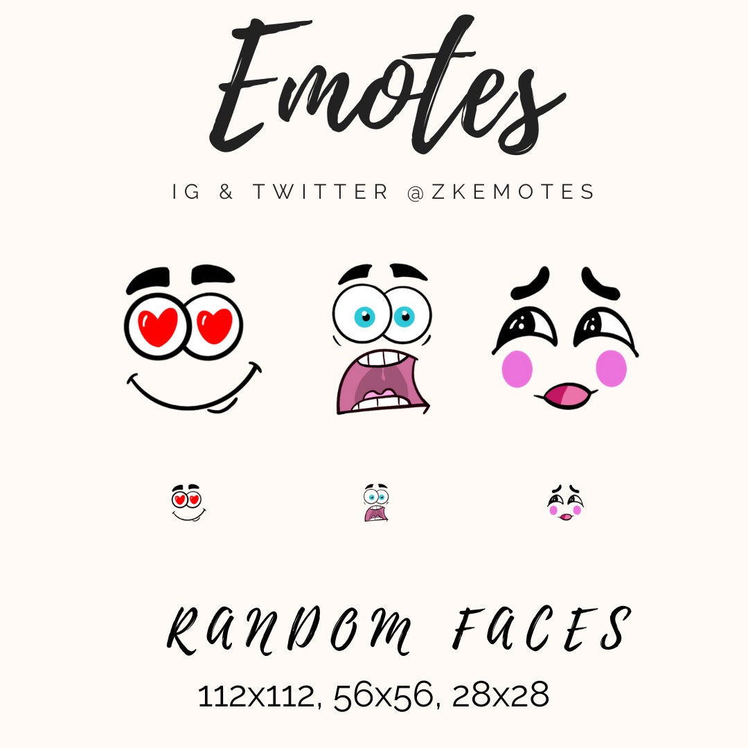 Basic Cartoon Expression Emotes, Twitch Emotes, Streamer Emotes