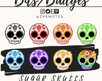 Sugar Skull Twitch Sub Badges, Day of the Dead Badges (Digital Product)