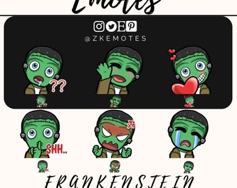Emoticones de Twitch de Frankenstein, stickers de Halloween (descarga digital)