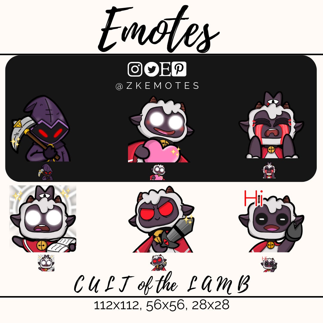 Cult of the Lamb Emotes, Lamb Emotes, Twitch Emote, Cute Animal Emotes