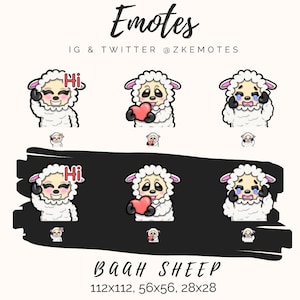 Sheep Emotes, Cute Sheep Emote, Twitch Emotes, Animal Emotes, Cute Animal Emotes, Discord Emotes