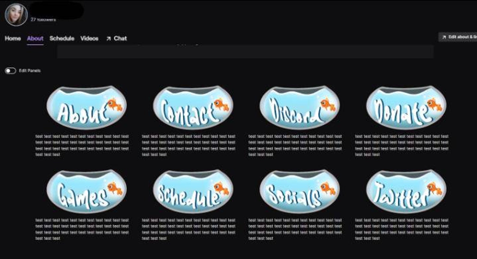Fishbowl Panels, Twitch Panels, Twitch Fish Panels, Streamer Panels