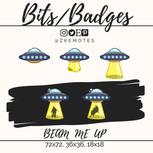 UFO badges, Abduction Badges, Space Badges, Alien Badges, Twitch Badges, Discord Emotes, Twitch Sub Badges