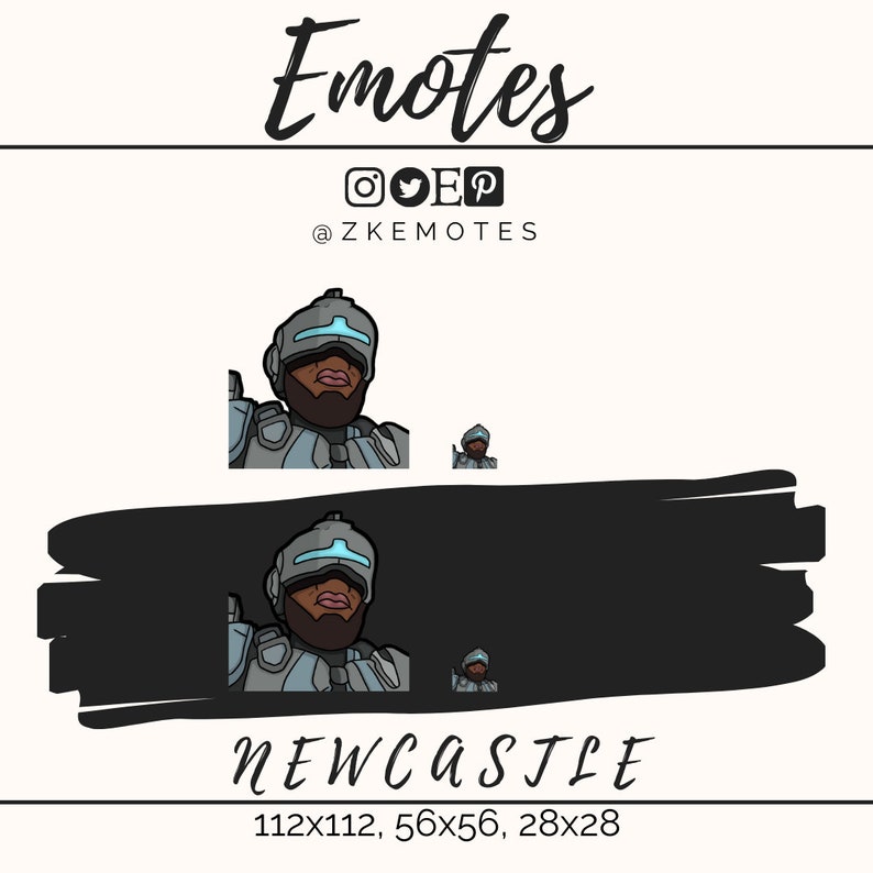 May include: A digital illustration of a character from the video game Apex Legends. The character is Newcastle, a black man with a blue helmet and a blue and gray suit. The image includes three different sizes of the illustration, 112x112, 56x56, and 28x28 pixels.