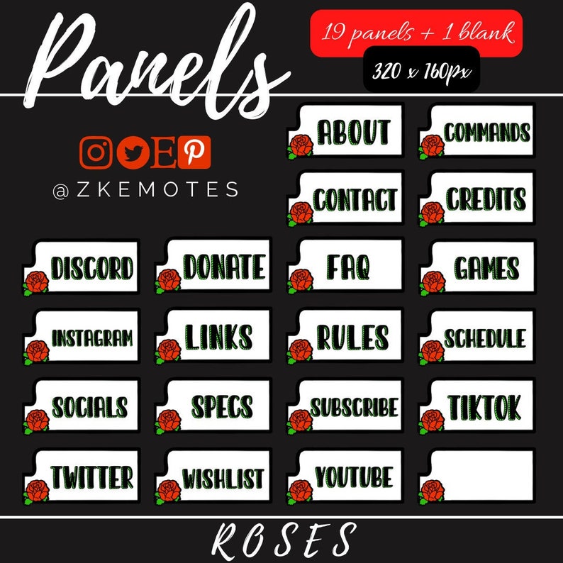 Twitch Panels, Rose Twitch Panels, Floral Twitch Panels - Etsy