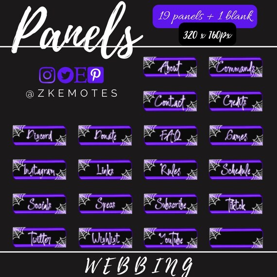 Spider Web Panels Twitch Panels Halloween Panels Black and - Etsy