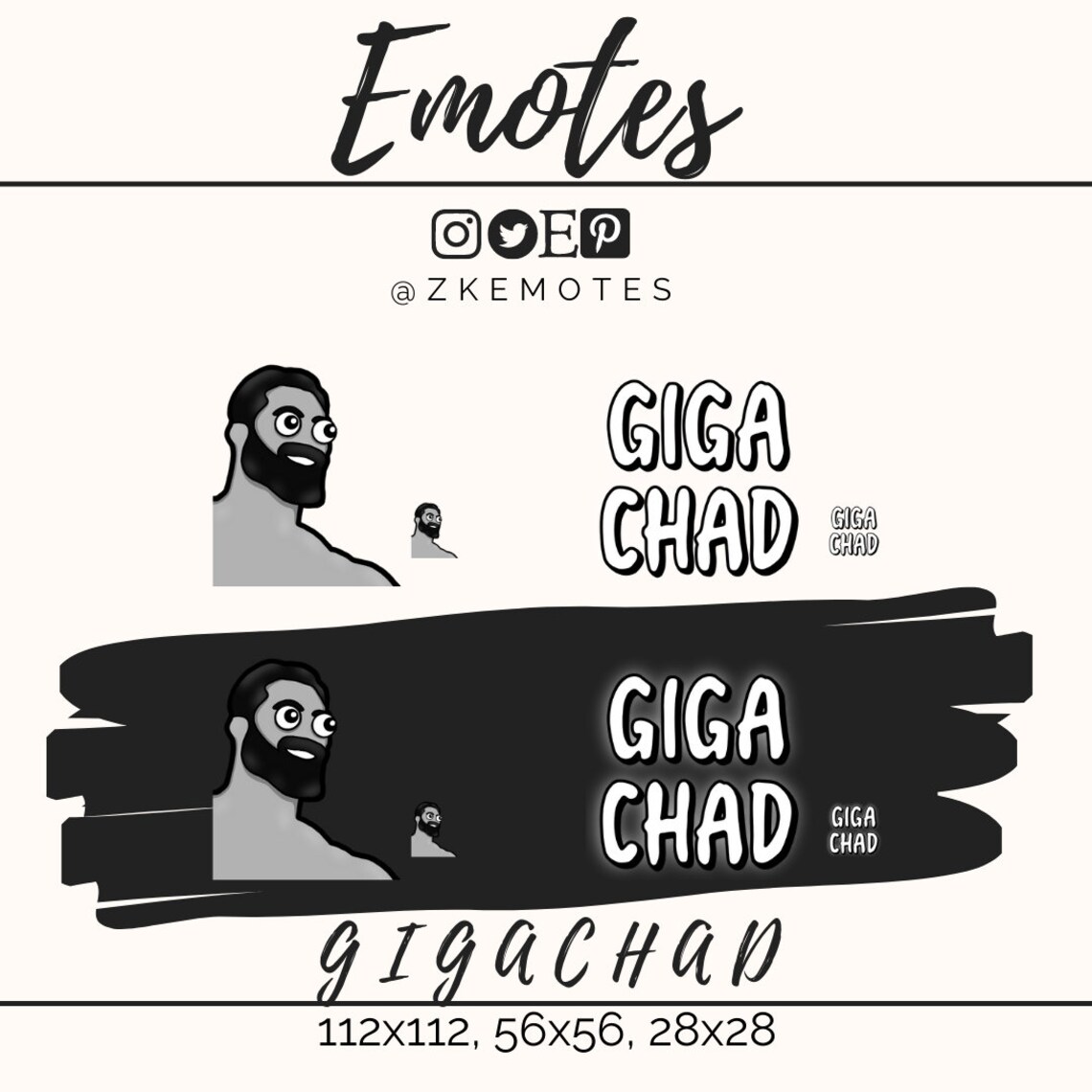 Gigachad Emote GIGACHAD MEME Twitch Emotes Discord Emotes - Etsy UK