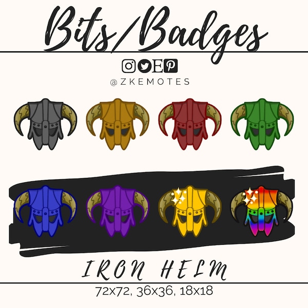 Skyrim Badges, Skyrim Sub Badges, Twitch Skyrim Badges, Streamer Sub Badges, Twitch Badges, Helm Badge