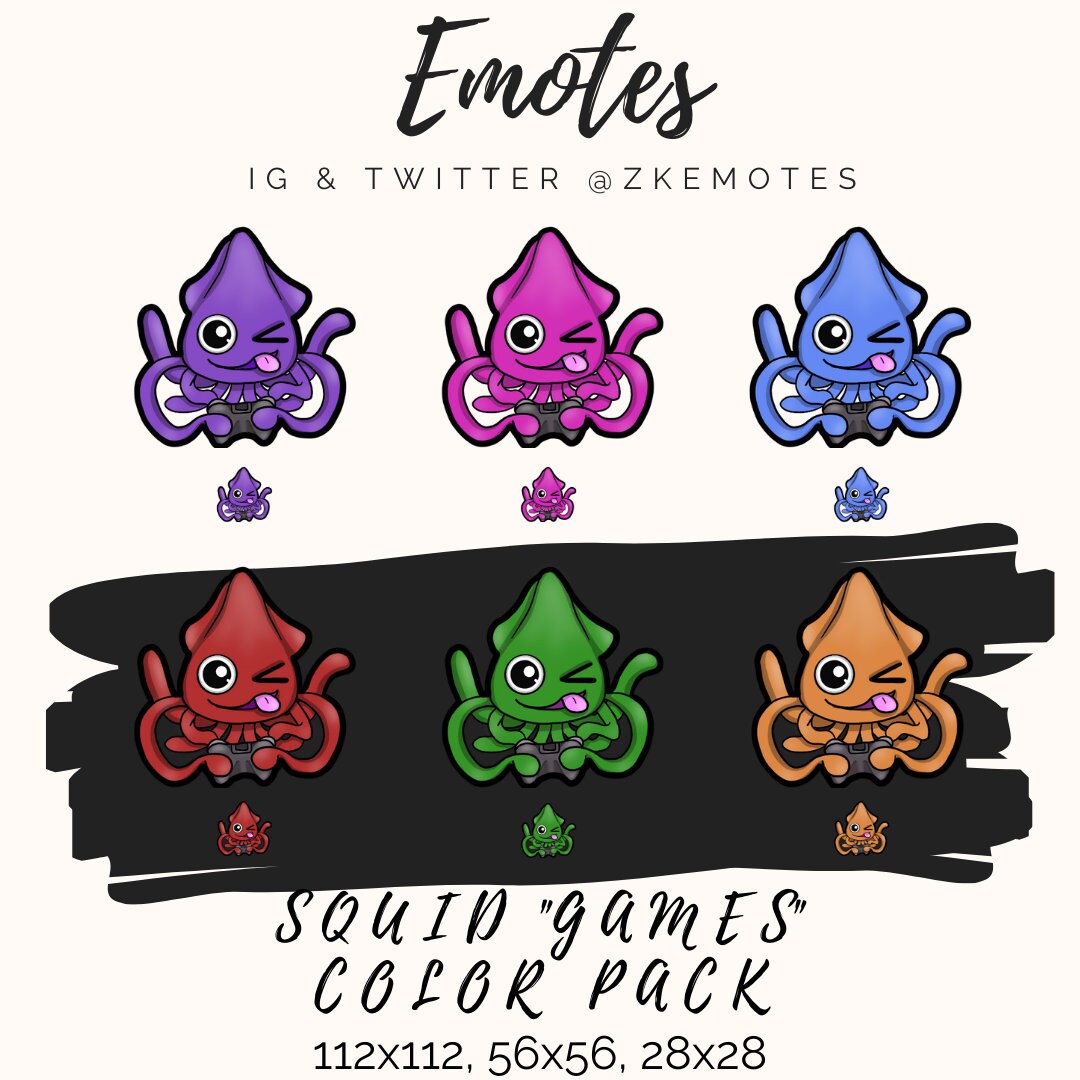 Squid Games Emote, Gaming Squid Emote, Funny Emotes, Pun Emotes, Twitch