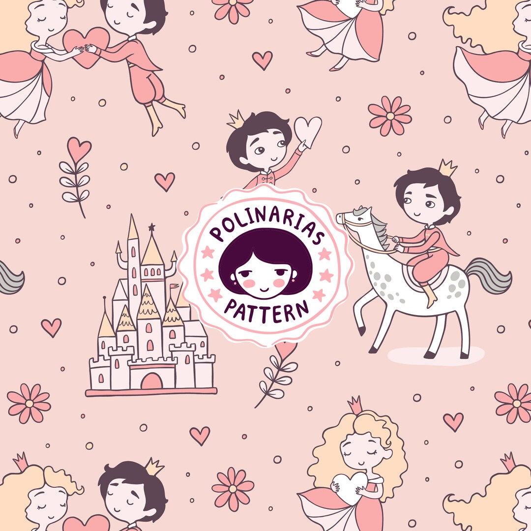 Princess Pink Seamless Pattern: Valentine Fabric Print (digital PNG ...