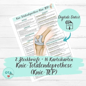 A substituição total do joelho (TEP) Anatomia da articulação do joelho Notas de estudo e cartões de índice Treinamento OTA Procedimento cirúrgico Traumatologia Ortopedia Enfermagem