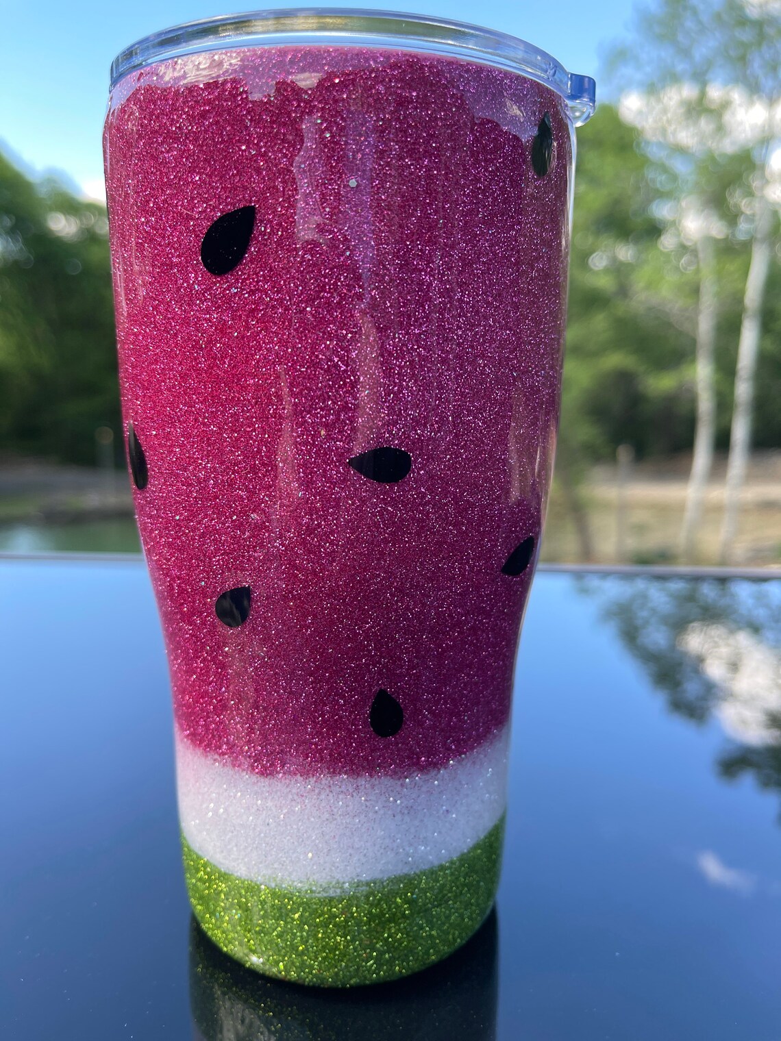 Watermelon tumbler cup 20oz with SEEDS Etsy