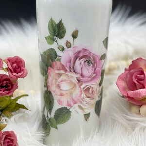 Pink roses floral glitter epoxy tumbler cup gift gifts for her mom grandma teacher