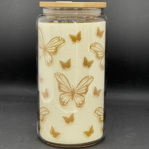 Butterfly glass beer can Libbey cup tumbler gift iced coffee and more