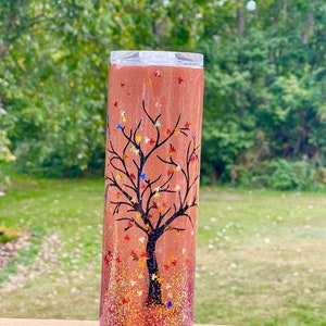 Leaves are Falling Autumn is calling fall Harvest stainless steel glitter tumbler cup